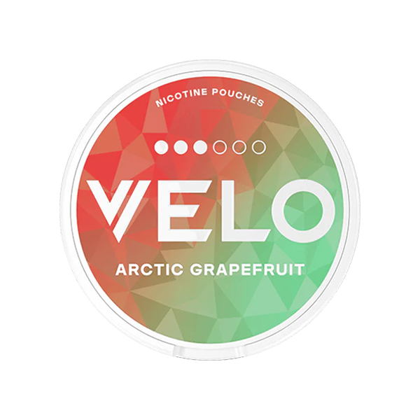 VELO Arctic Grapefruit nicotine pouches, bold grapefruit flavor with icy peppermint, 10mg nicotine per pouch, tobacco-free.