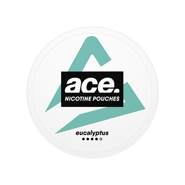 ACE Eucalyptus nicotine pouches packaging featuring a mint green design and logo for a refreshing nicotine experience.